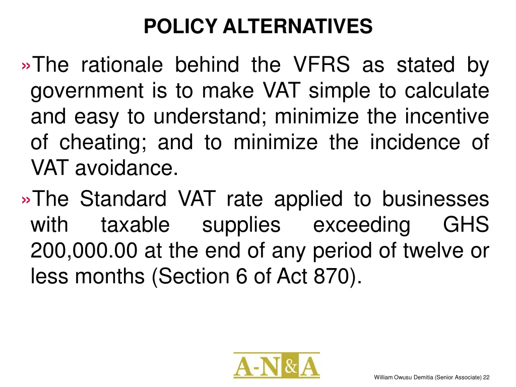 policy alternatives