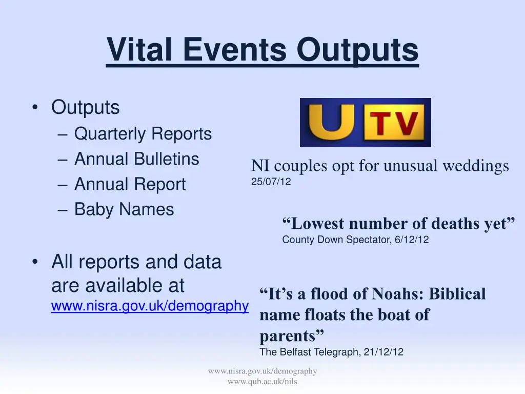 vital events outputs
