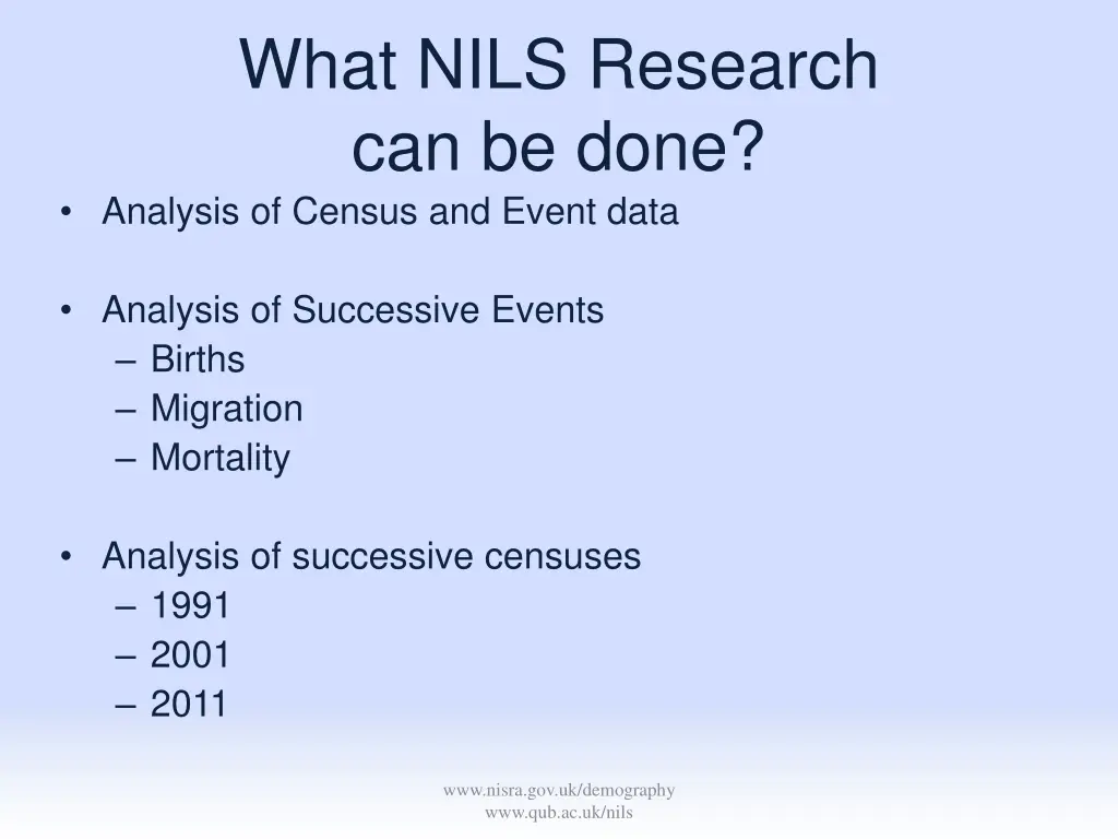what nils research can be done analysis of census