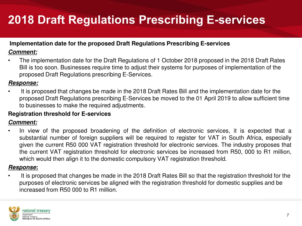 2018 draft regulations prescribing e services