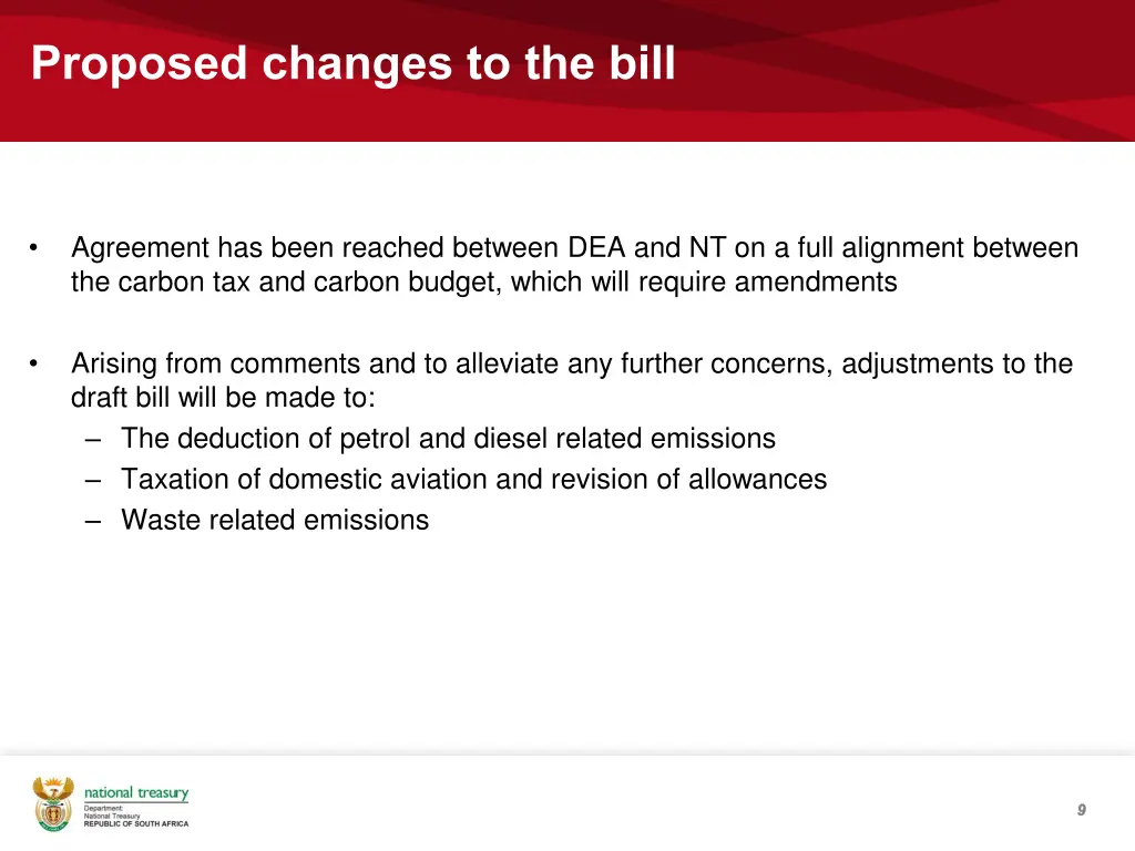 proposed changes to the bill