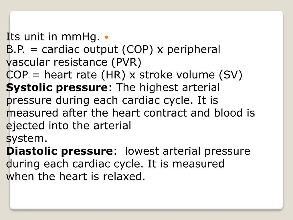 its unit in mmhg b p cardiac output