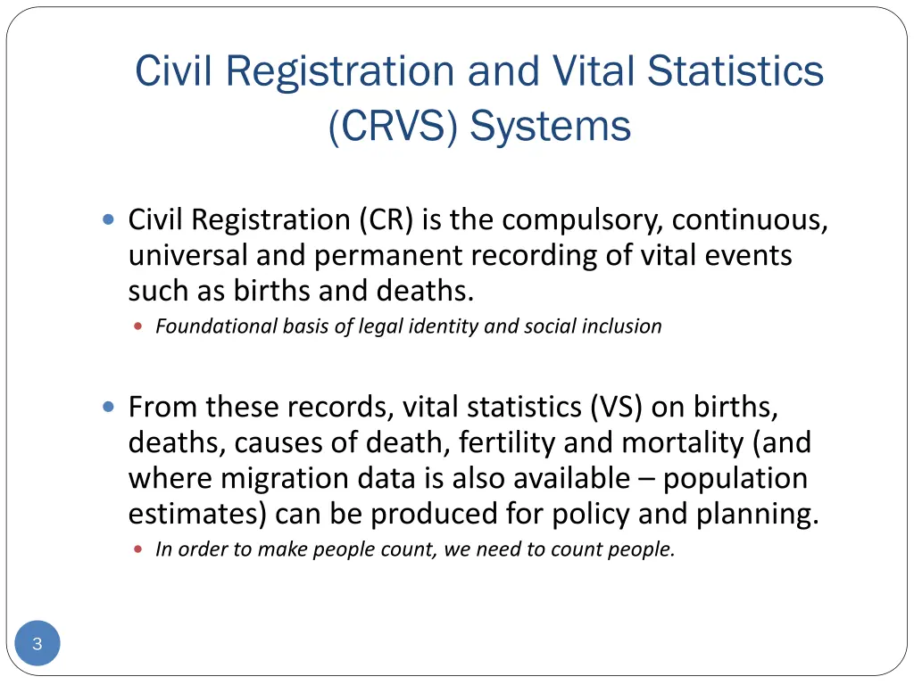 civil registration and vital statistics crvs