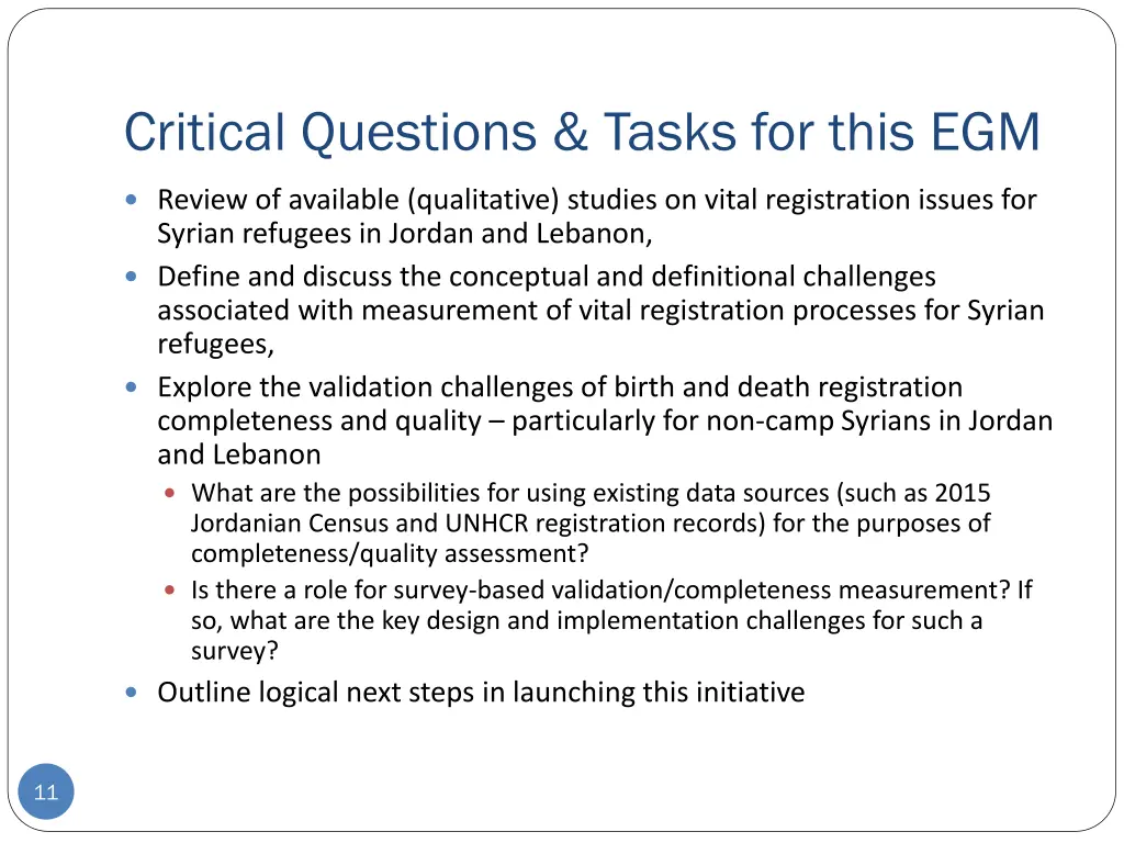 critical questions tasks for this egm