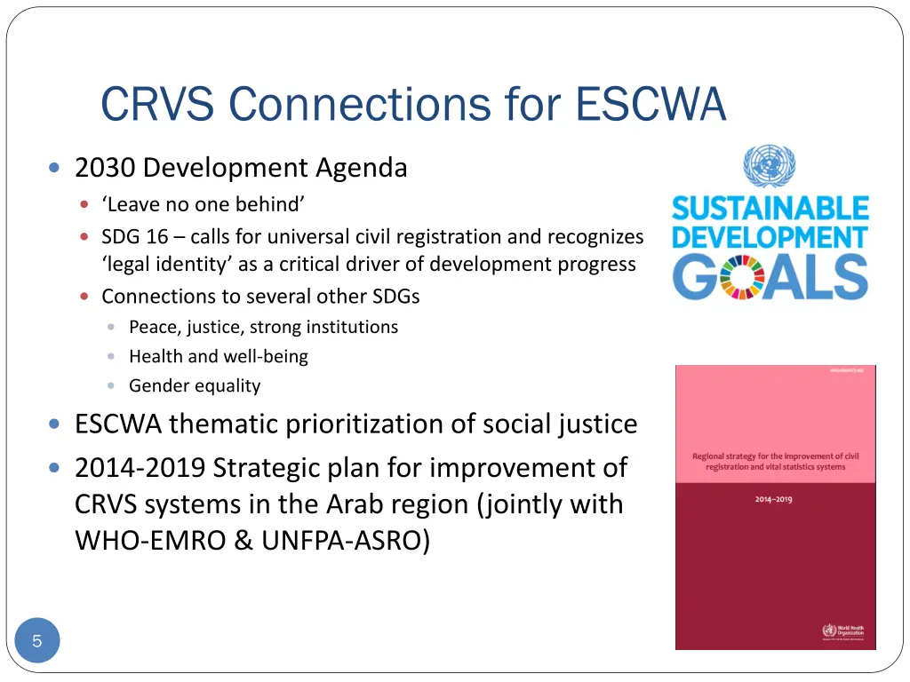 crvs connections for escwa