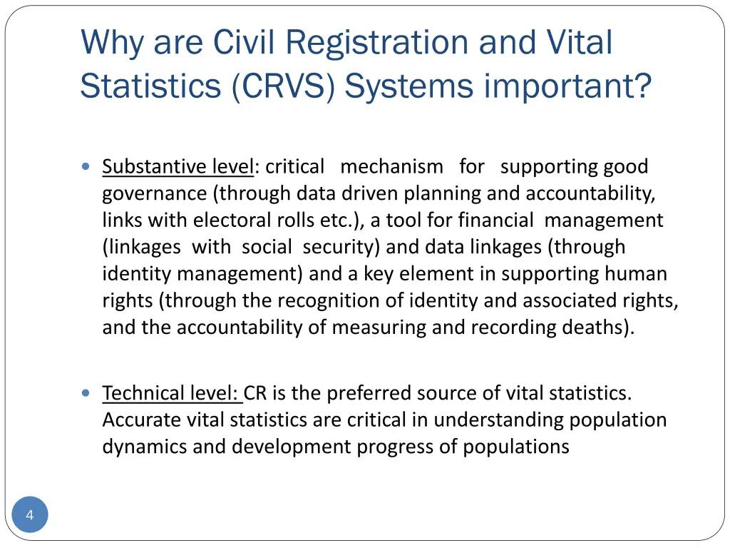 why are civil registration and vital statistics