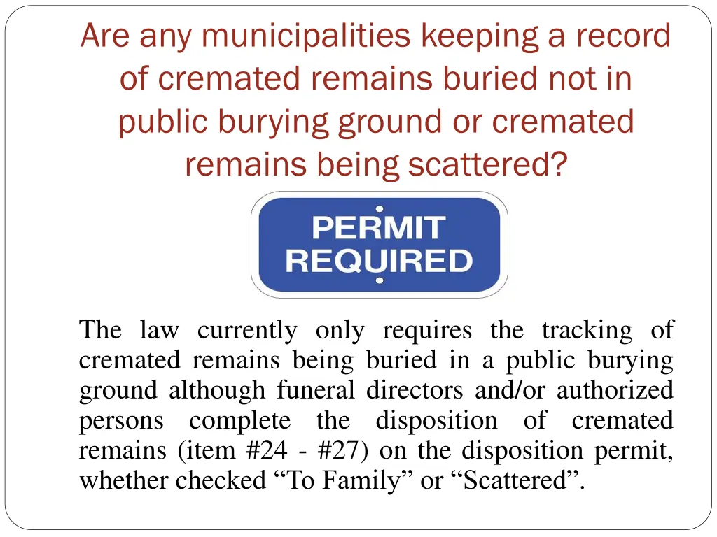 are any municipalities keeping a record
