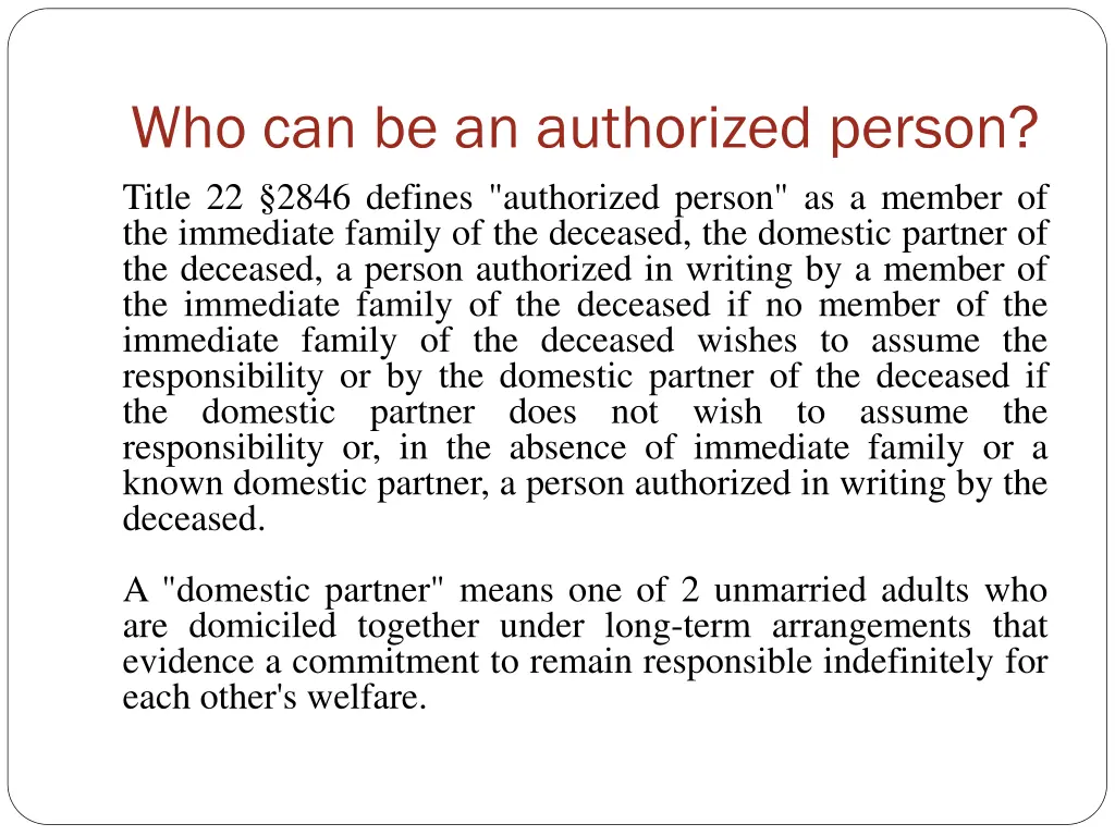 who can be an authorized person title 22 2846