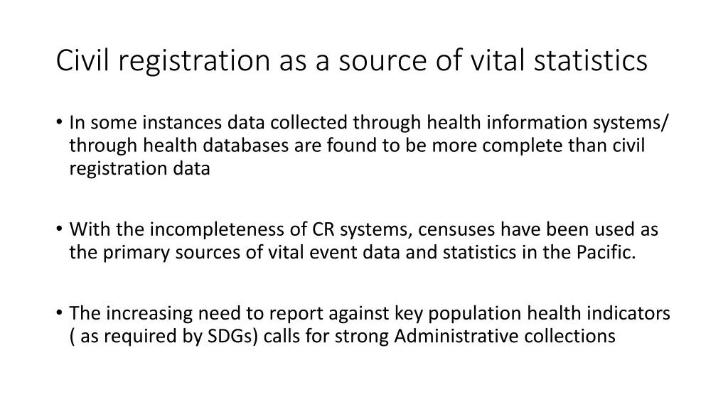 civil registration as a source of vital statistics 1