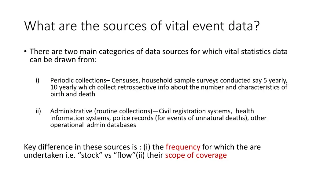 what are the sources of vital event data