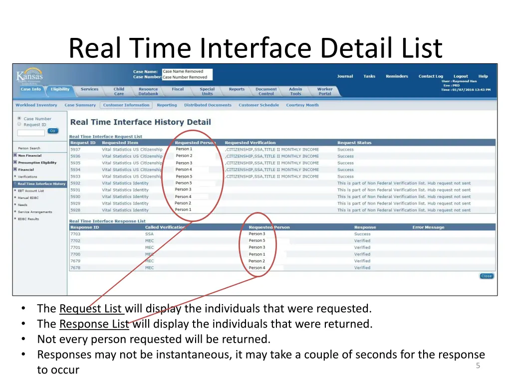 real time interface detail list 1
