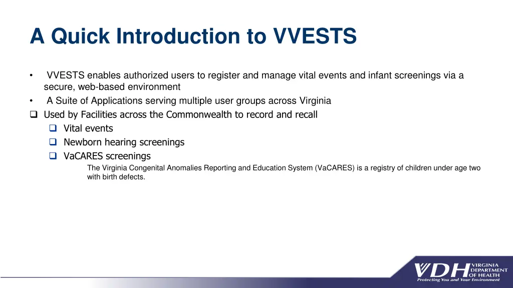 a quick introduction to vvests