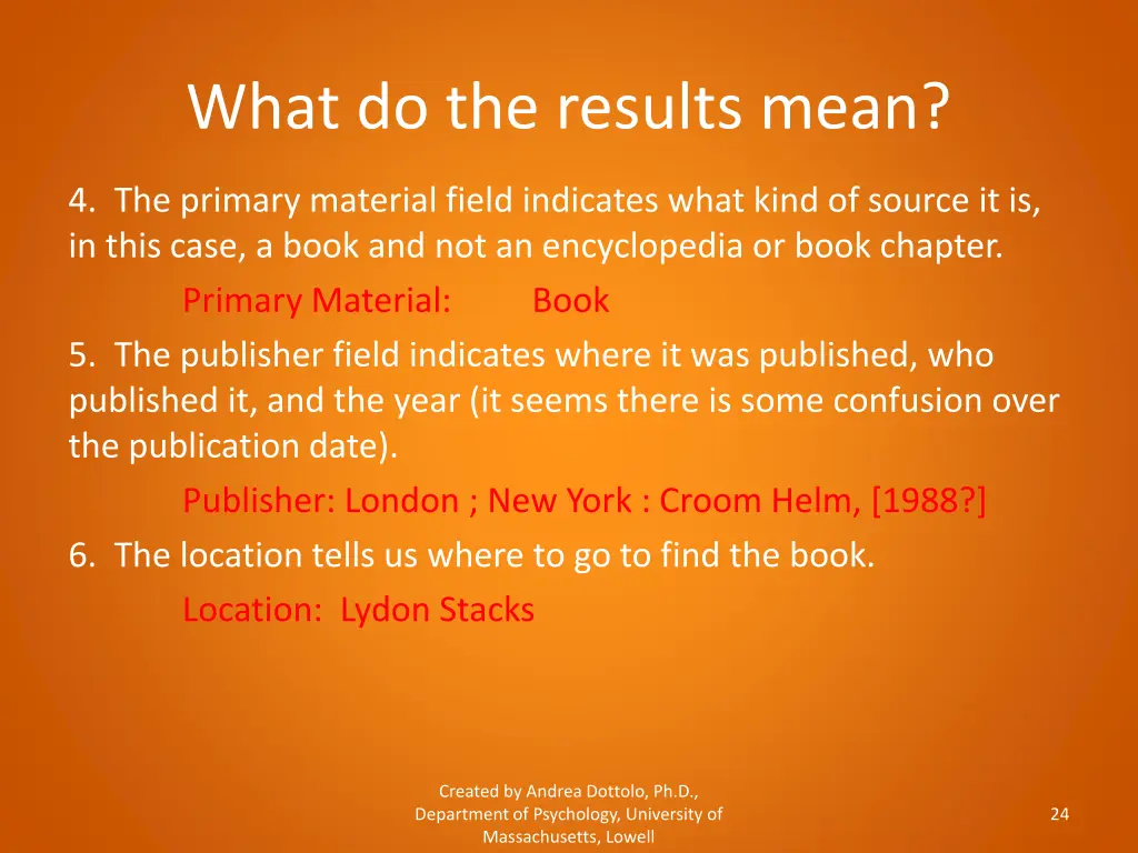 what do the results mean 1