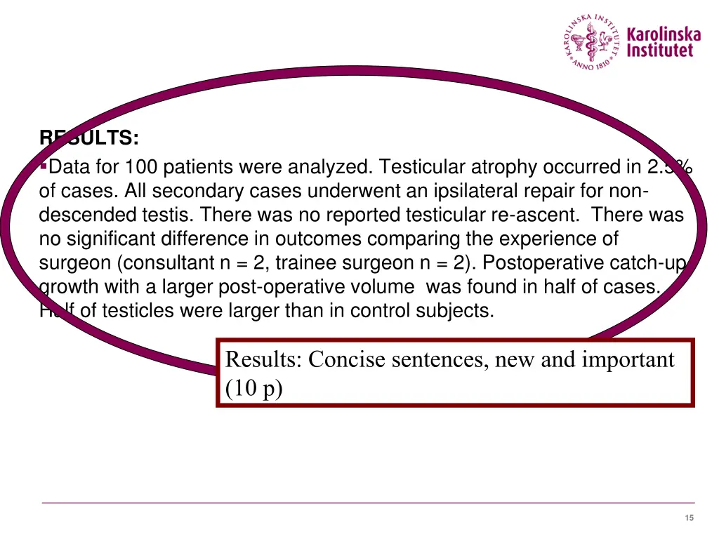 results data for 100 patients were analyzed