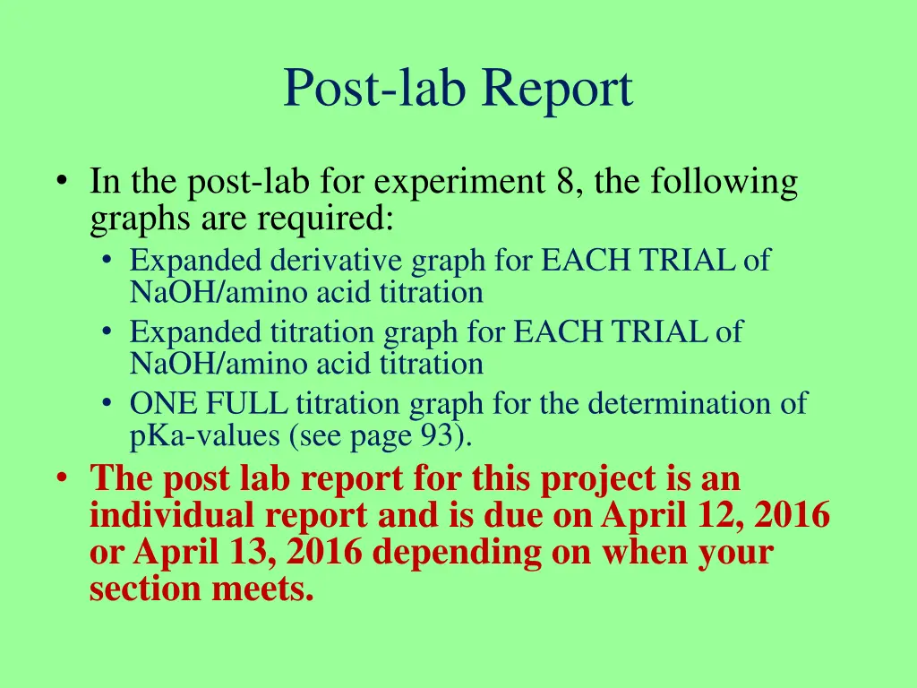 post lab report