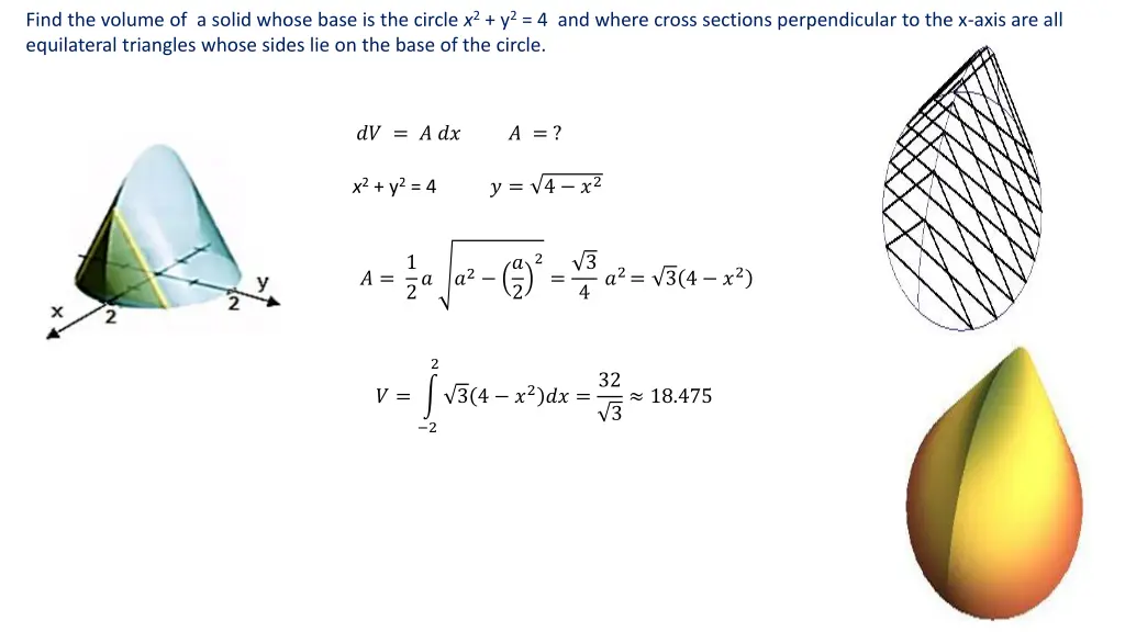 find the volume of a solid whose base 2