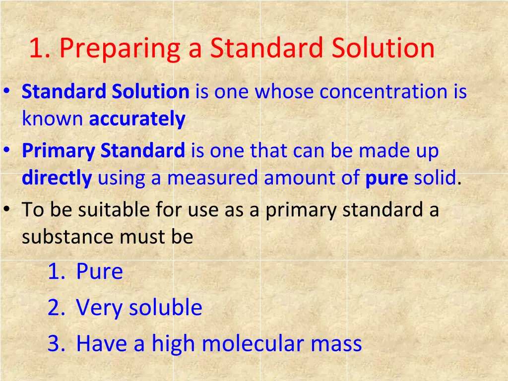 1 preparing a standard solution