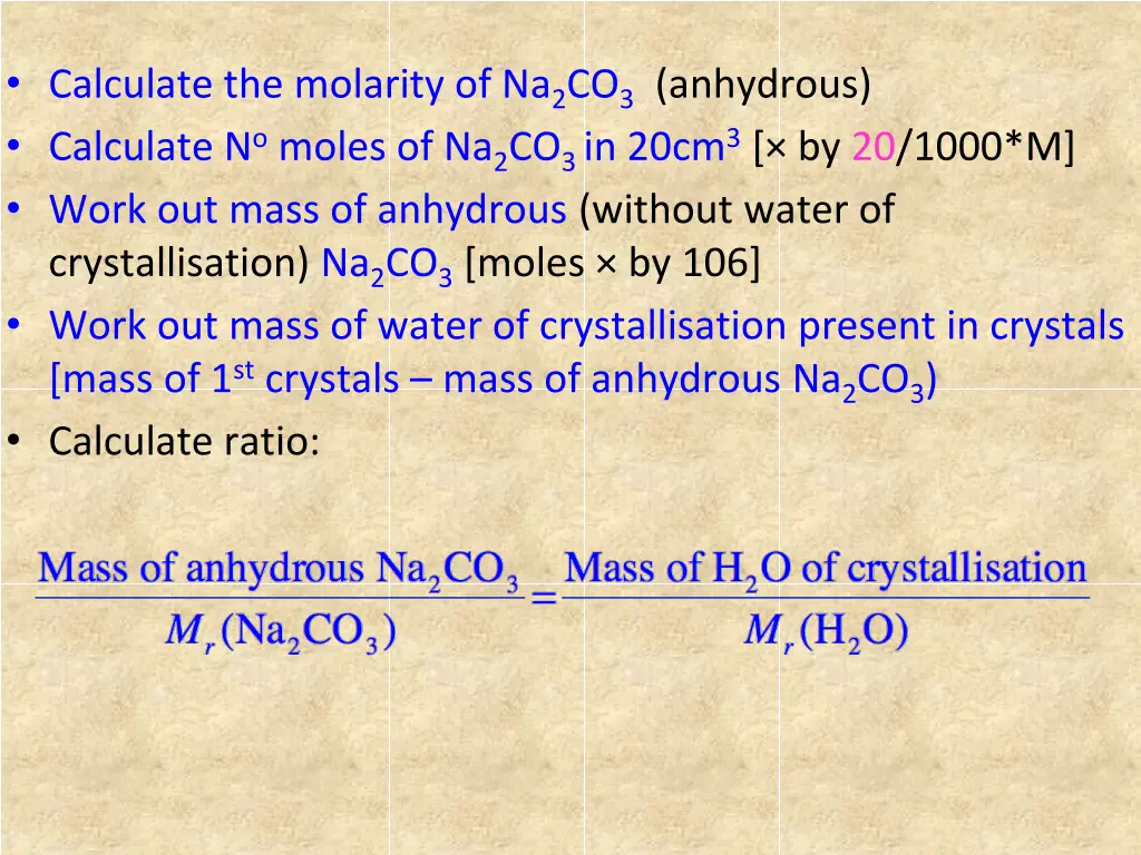 calculate the molarity of na 2 co 3 anhydrous