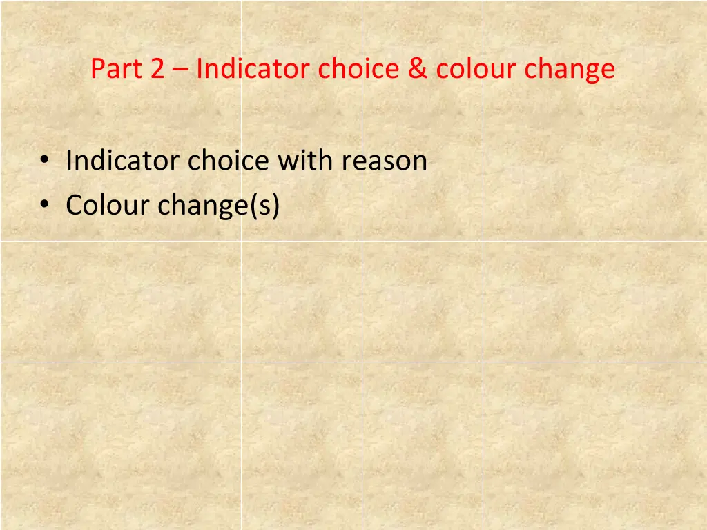 part 2 indicator choice colour change