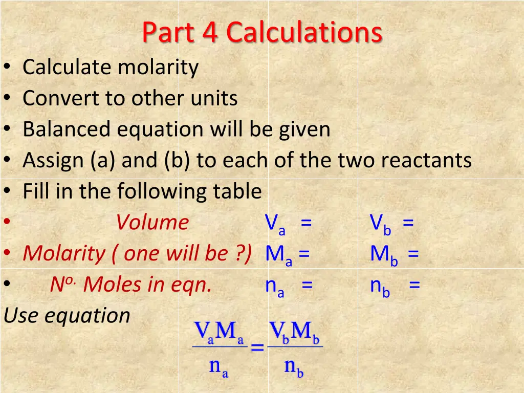 part 4 calculations