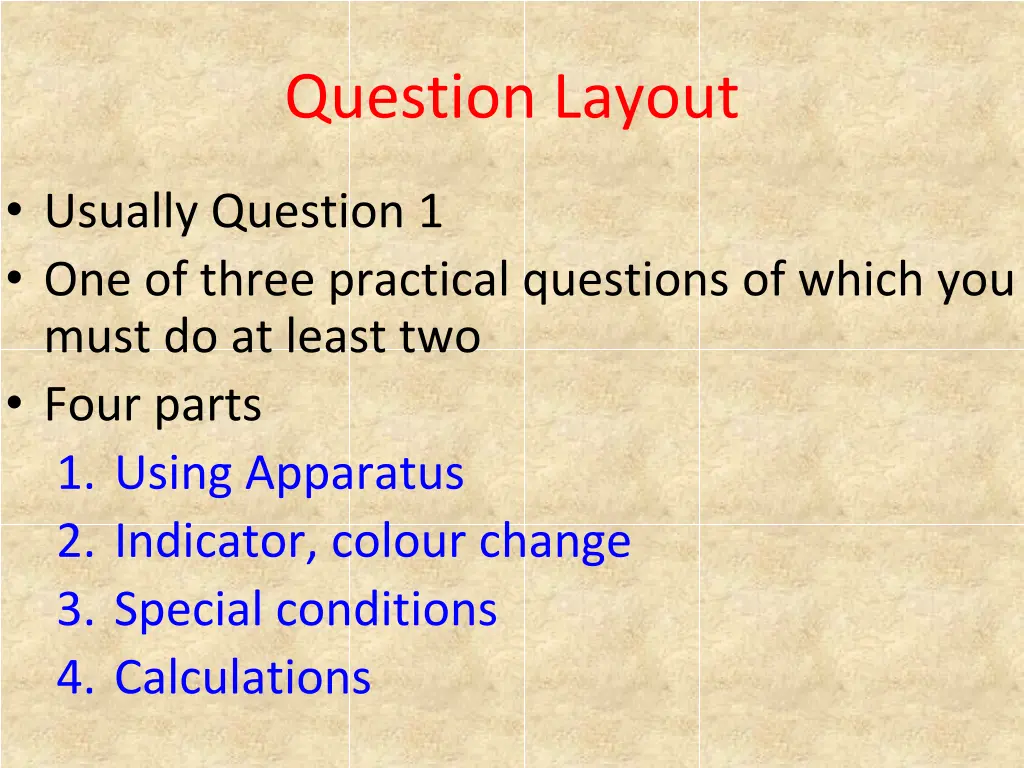 question layout