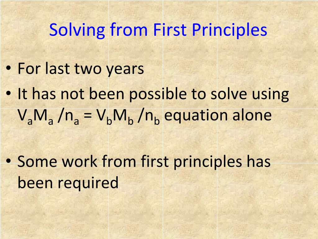 solving from first principles