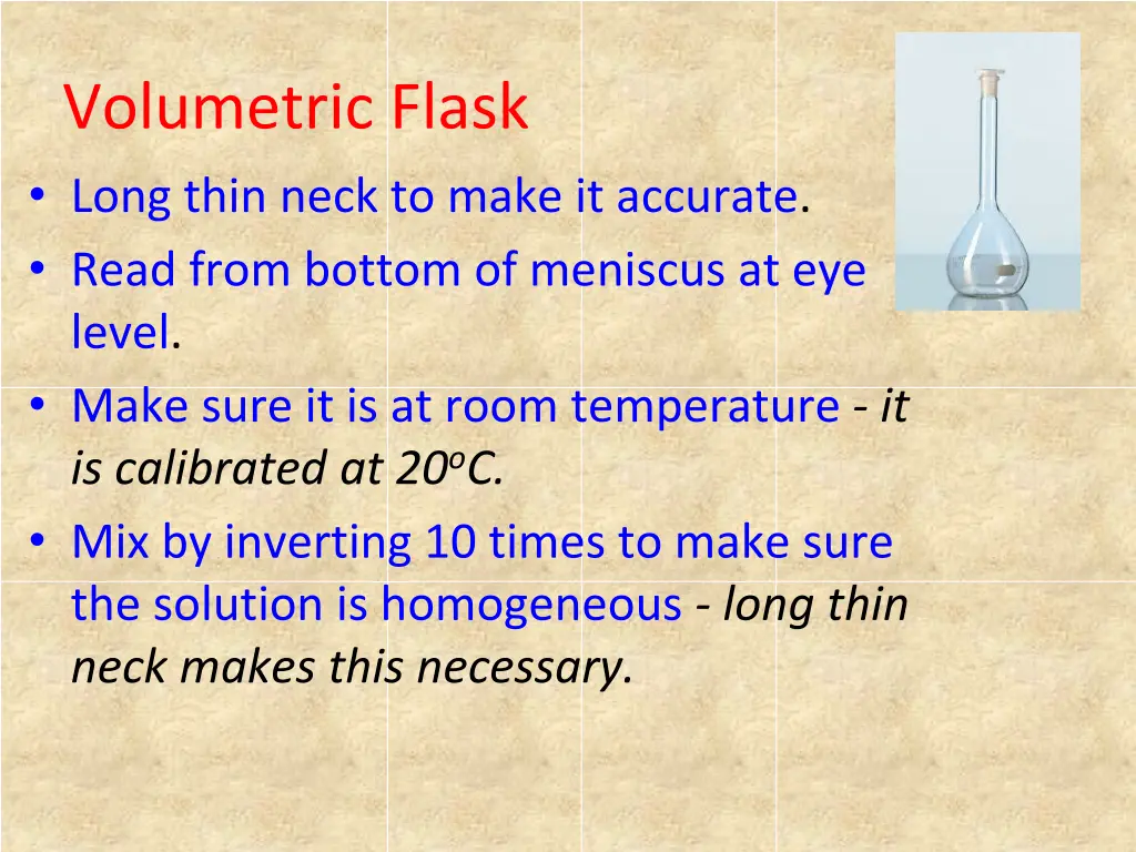 volumetric flask long thin neck to make
