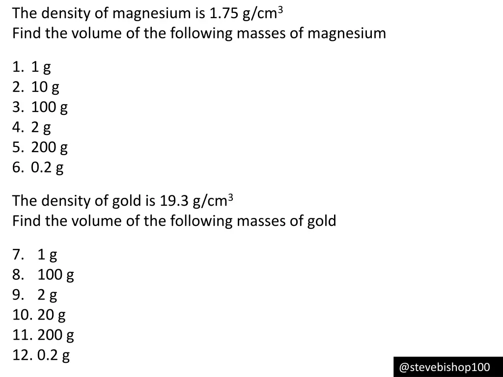 the density of magnesium is 1 75 g cm 3 find 2