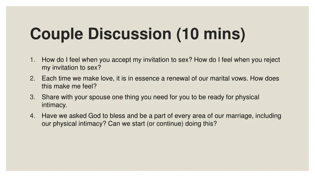 couple discussion 10 mins