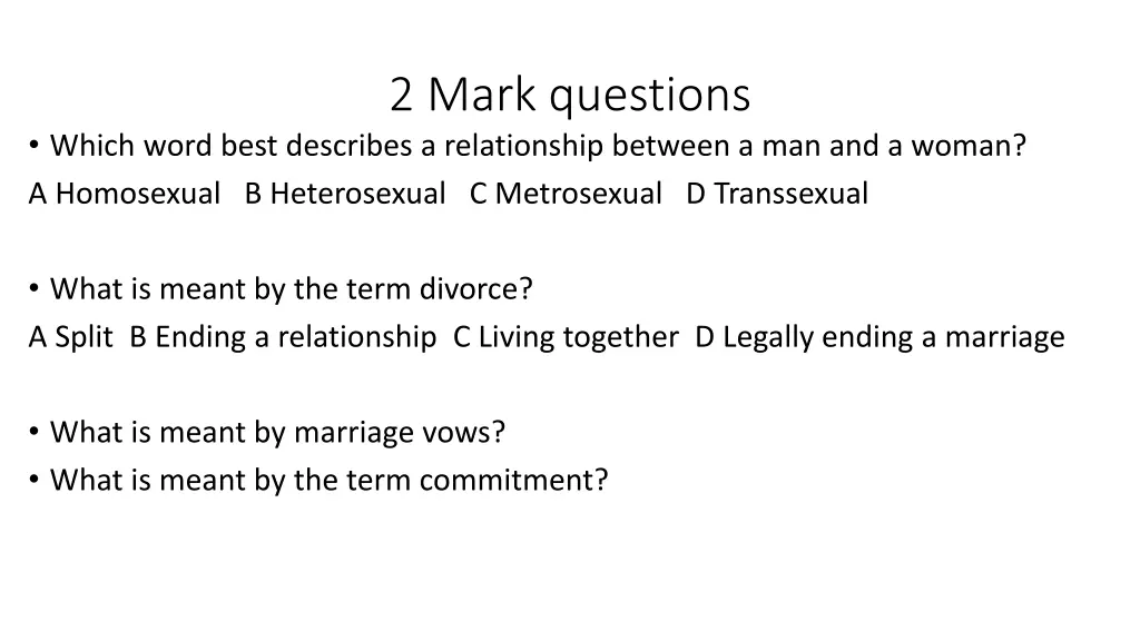 2 mark questions