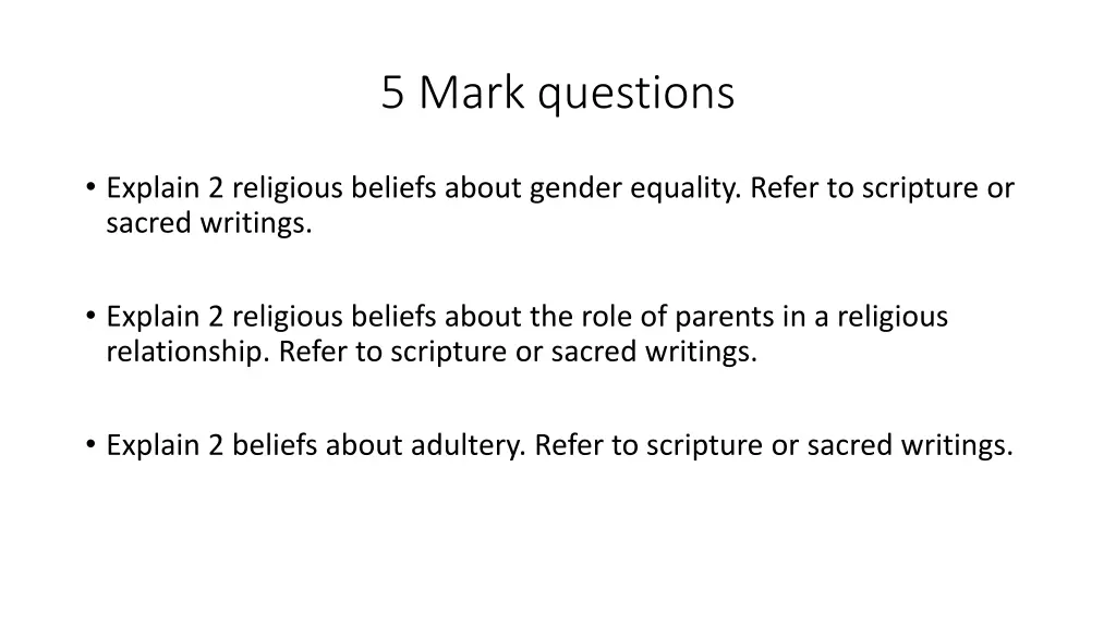 5 mark questions