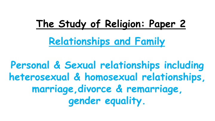 the study of religion paper 2 relationships