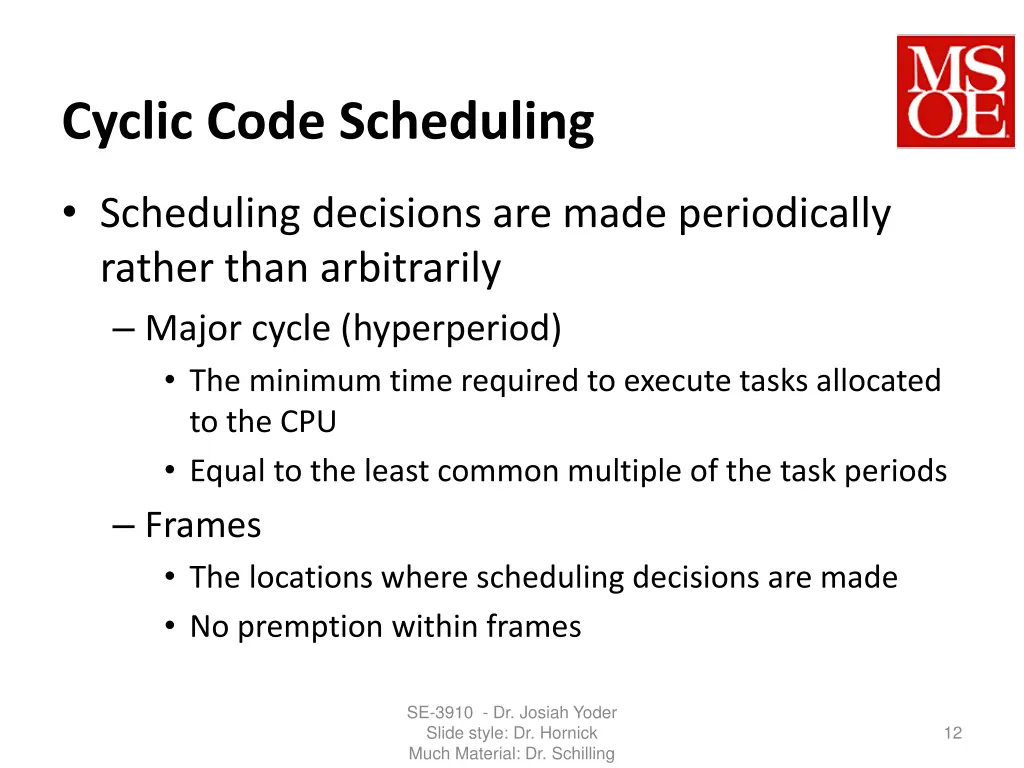 cyclic code scheduling