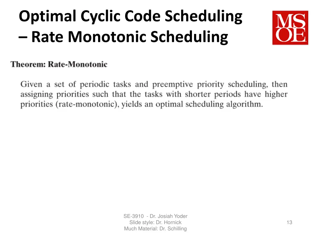 optimal cyclic code scheduling rate monotonic