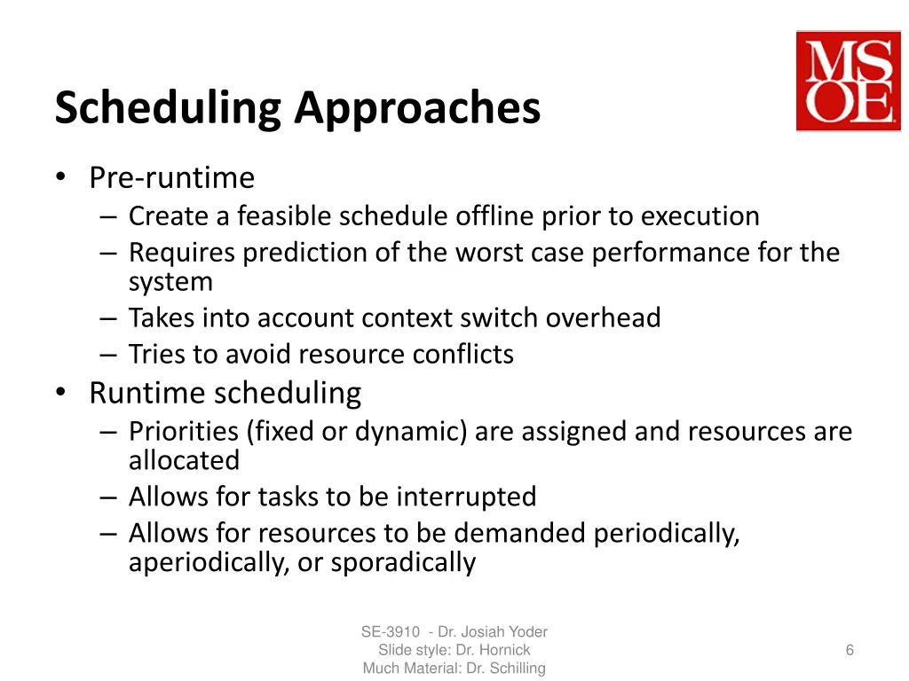 scheduling approaches