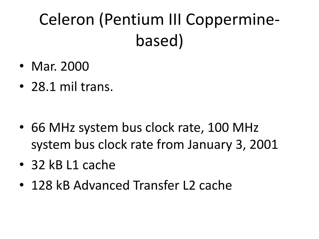 celeron pentium iii coppermine based