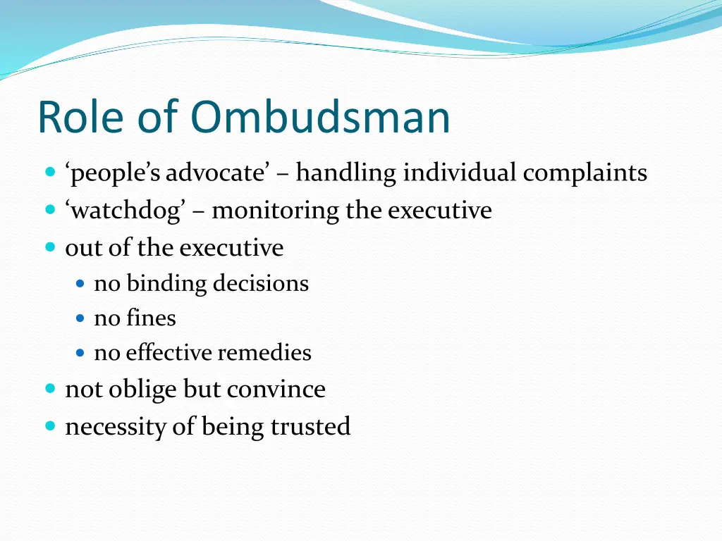 role of ombudsman