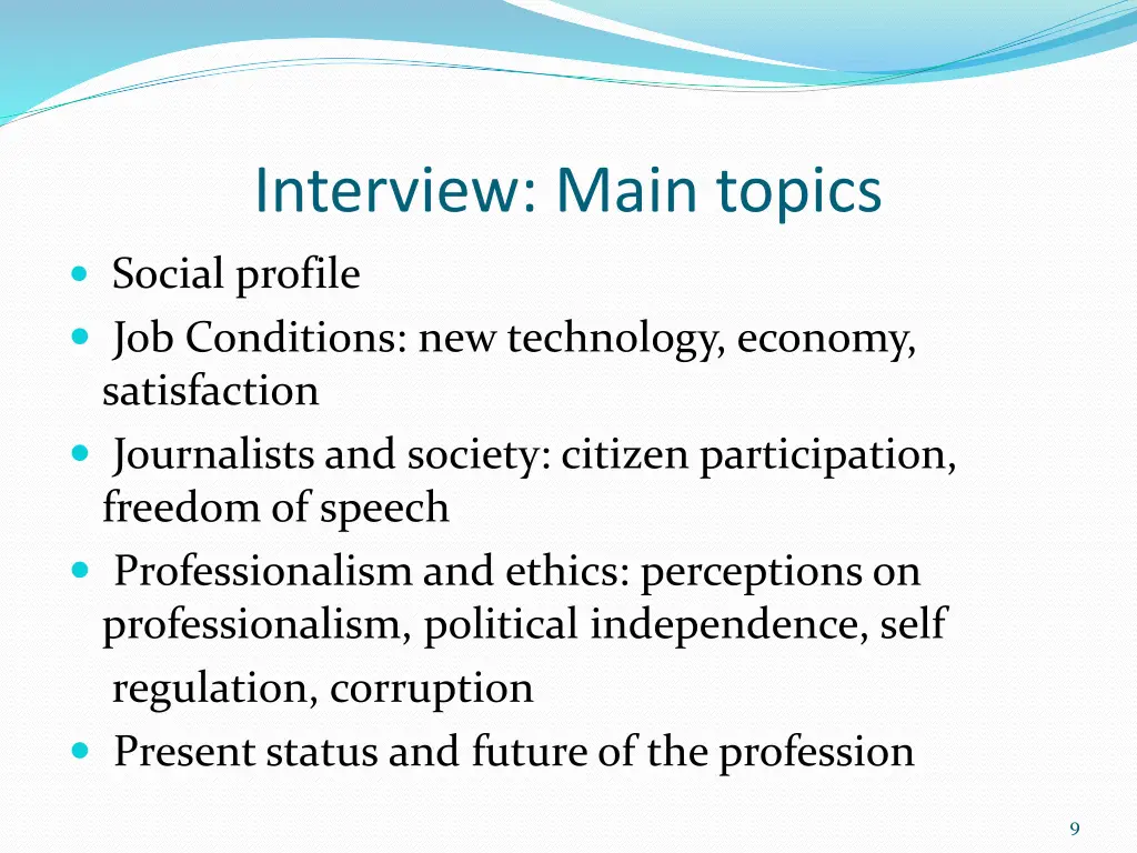interview main topics
