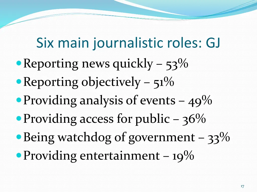 six main journalistic roles gj reporting news