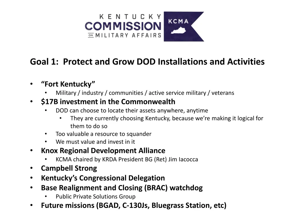 goal 1 protect and grow dod installations