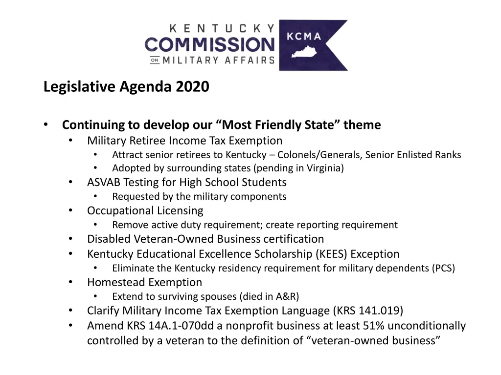 legislative agenda 2020