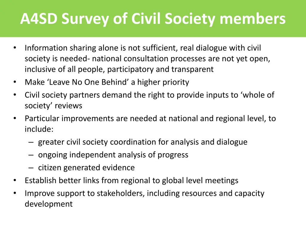 a4sd survey of civil society members