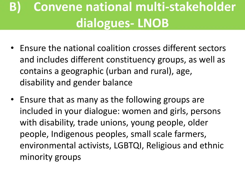 b convene national multi stakeholder dialogues 1