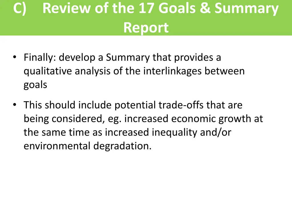 c review of the 17 goals summary report 1