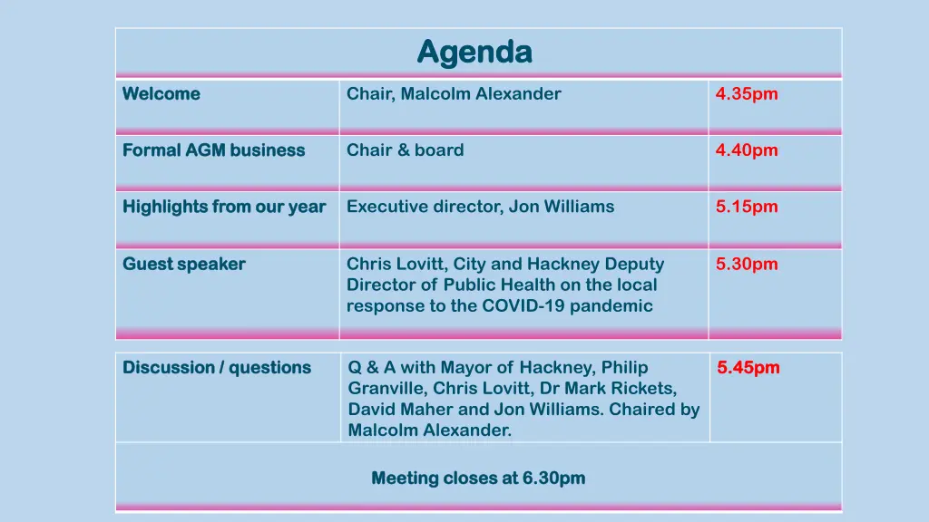 agenda agenda
