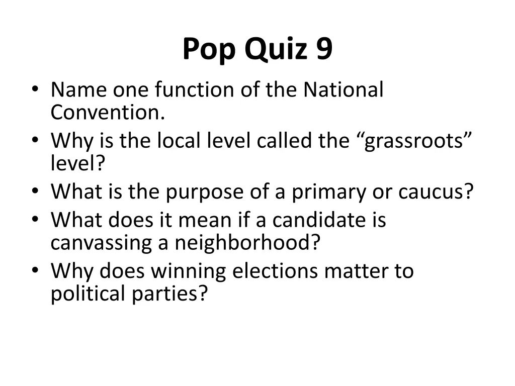 pop quiz 9