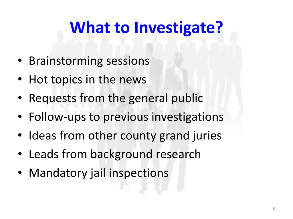 what to investigate