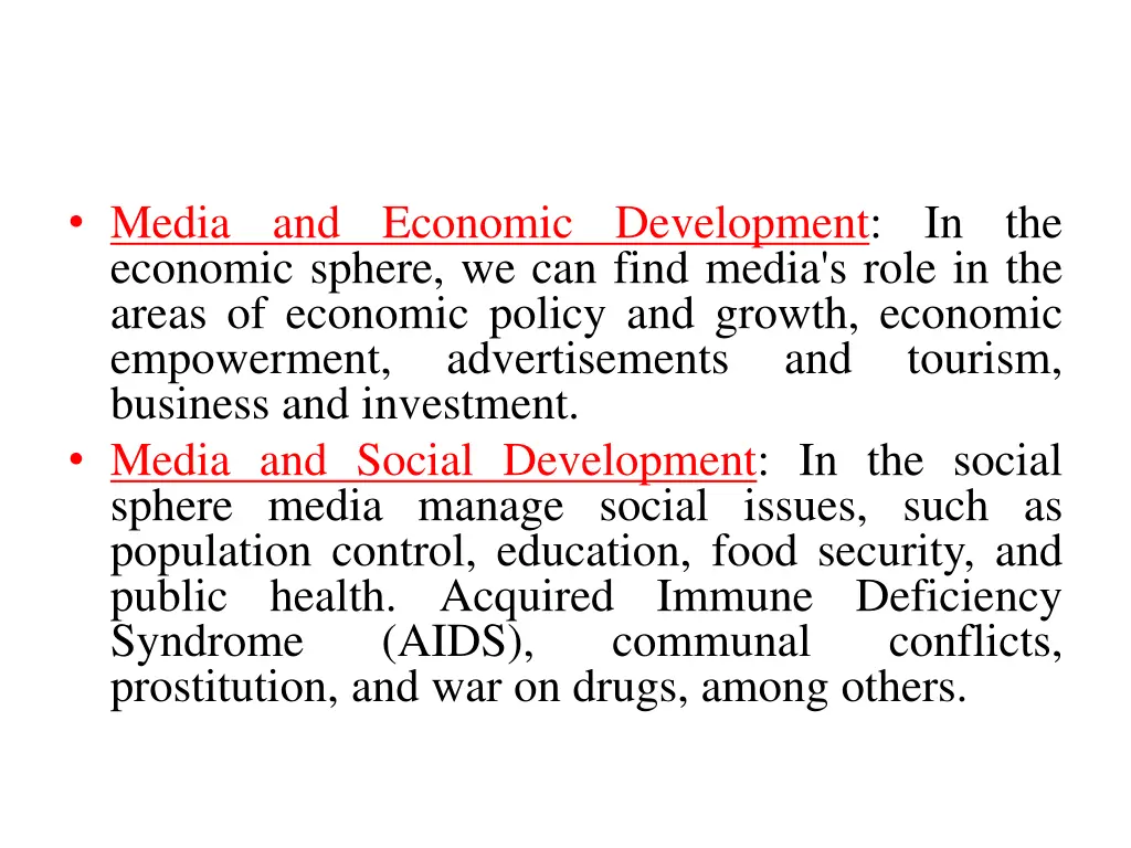 media and economic development in the economic