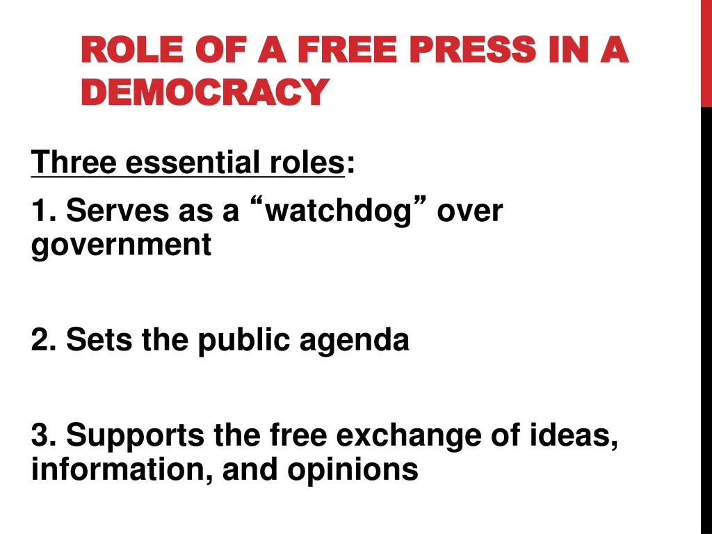role of a free press in a role of a free press 1