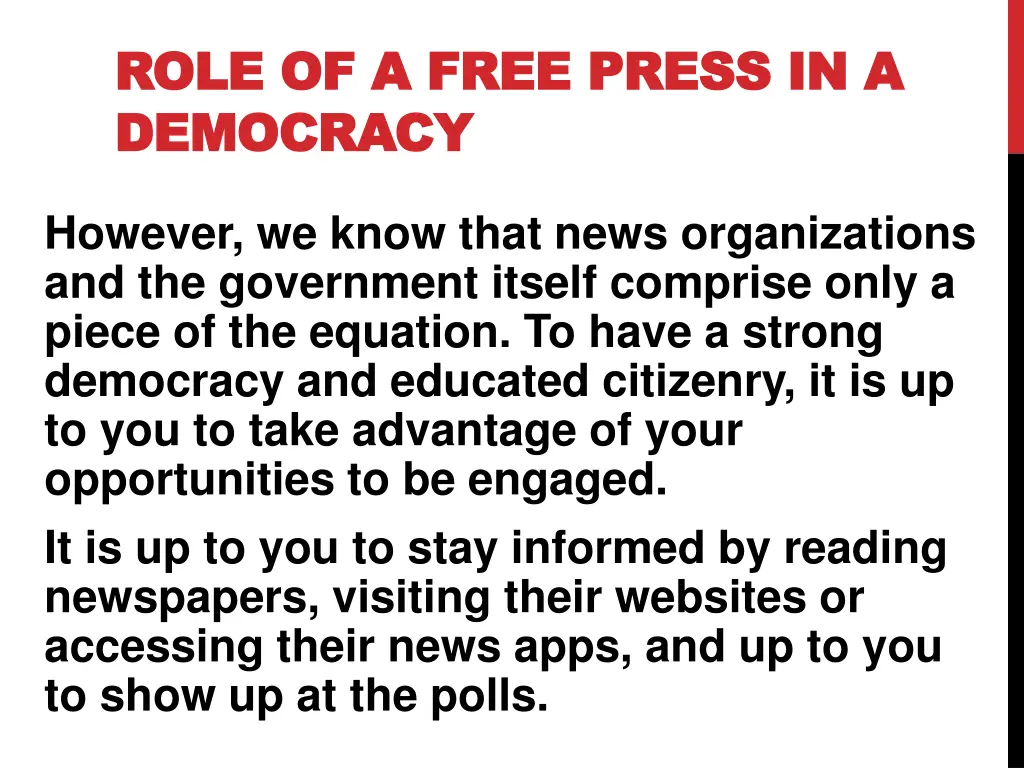 role of a free press in a role of a free press 2